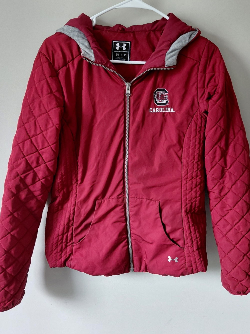 Under Armour Carolina Quilted Red Hooded Jacket